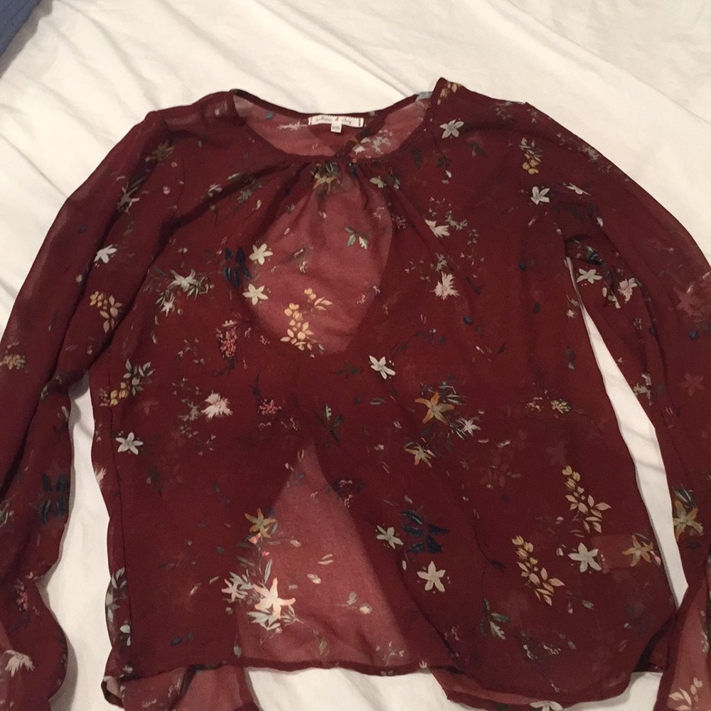 Sheer Willow and Clay floral top